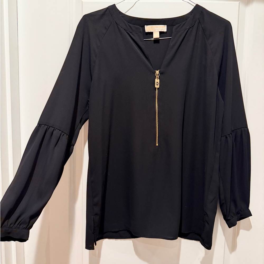MICHAEL Michael Kors Black Zipper Blouse